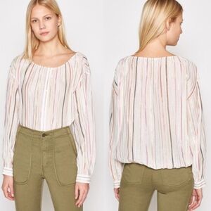 Joie Mixed Metallic Stripe Boatneck Boho Chic Satomi Top
